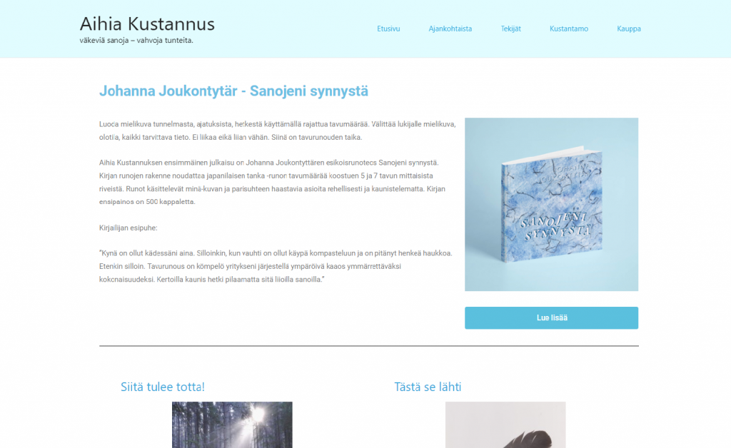 aihia.fi - aihia kustannus nettisivut